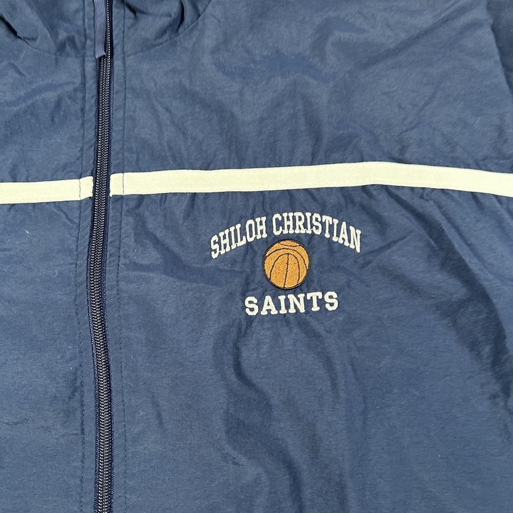Vintage Shiloh Christian Saints Jacket Mens XL Blue Basketball Nike Windbreaker - Picture 16 of 16